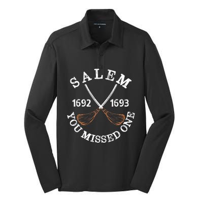 Vintage Distressed Salem 1692 You Missed One Funny Silk Touch Performance Long Sleeve Polo