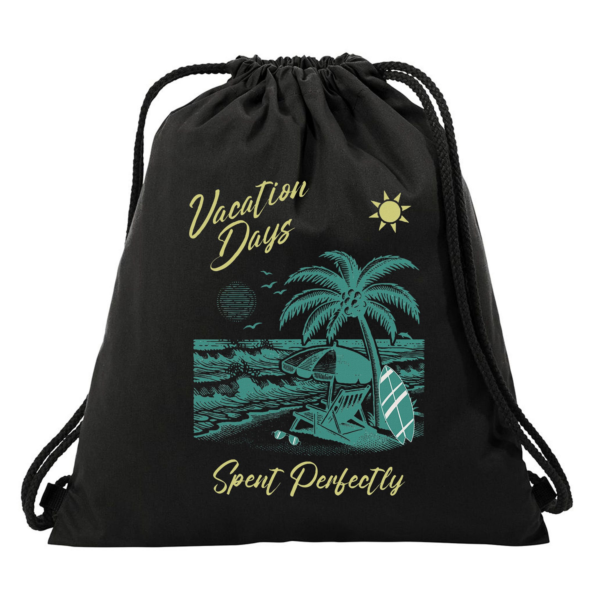 Vacation Days Spent Perfectly Beach T Drawstring Bag