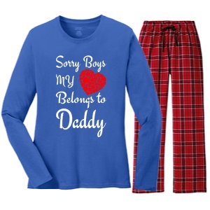 Valentine's Day Sorry My Heart Belongs To Daddy Gift Women's Long Sleeve Flannel Pajama Set 