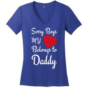 Valentine's Day Sorry My Heart Belongs To Daddy Gift Women's V-Neck T-Shirt