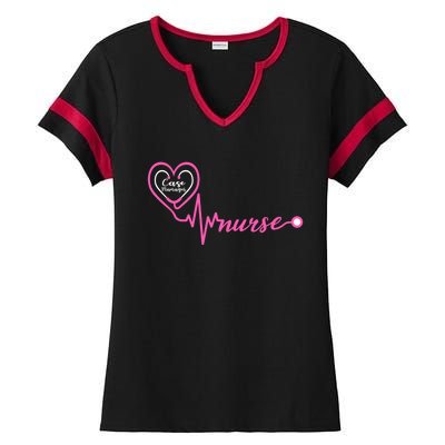 Valentines Day Stethoscope Heartbeat Rn Case Ager Nurse Gift Ladies Halftime Notch Neck Tee