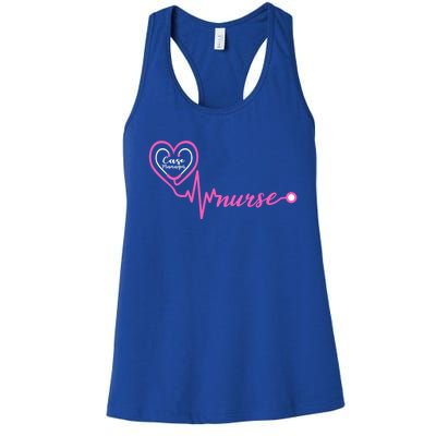 Valentines Day Stethoscope Heartbeat Rn Case Ager Nurse Gift Women's Racerback Tank