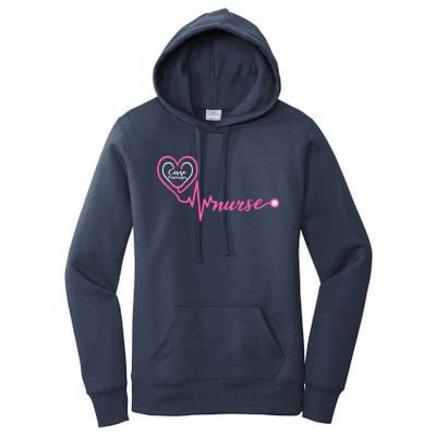 Valentines Day Stethoscope Heartbeat Rn Case Ager Nurse Gift Women's Pullover Hoodie