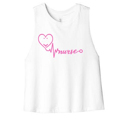 Valentines Day Stethoscope Heartbeat Rn Case Ager Nurse Gift Women's Racerback Cropped Tank