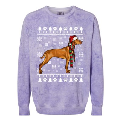 Vizsla Dog Santa Hat Xmas Ugly Christmas Gift Colorblast Crewneck Sweatshirt