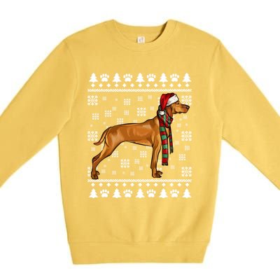 Vizsla Dog Santa Hat Xmas Ugly Christmas Gift Premium Crewneck Sweatshirt