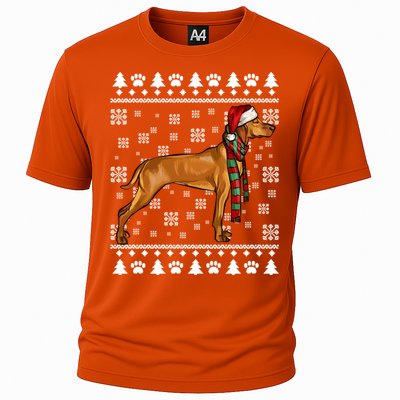 Vizsla Dog Santa Hat Xmas Ugly Christmas Gift Cooling Performance Crew T-Shirt