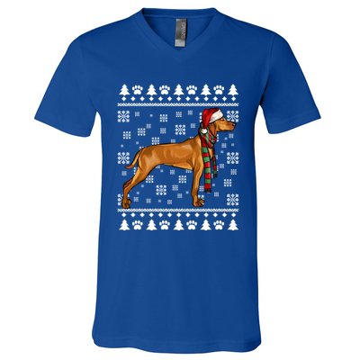 Vizsla Dog Santa Hat Xmas Ugly Christmas Gift V-Neck T-Shirt