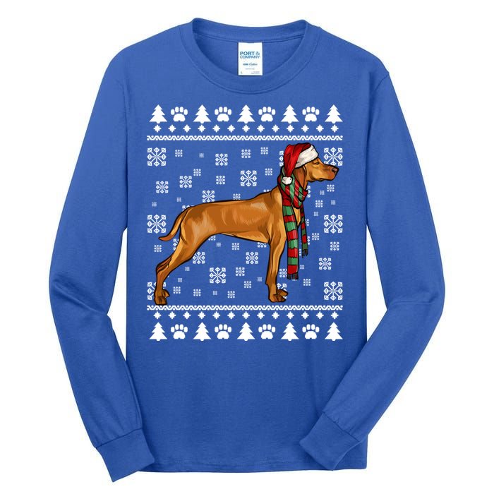 Vizsla Dog Santa Hat Xmas Ugly Christmas Gift Tall Long Sleeve T-Shirt