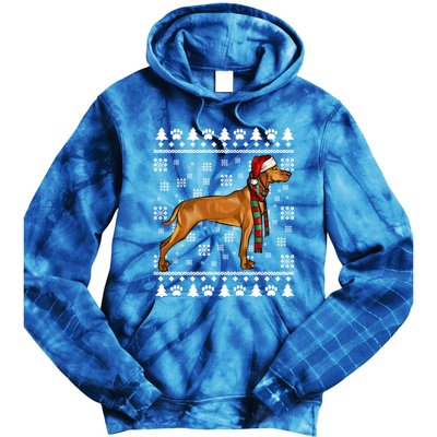 Vizsla Dog Santa Hat Xmas Ugly Christmas Gift Tie Dye Hoodie