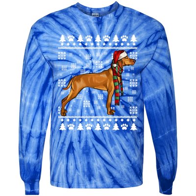 Vizsla Dog Santa Hat Xmas Ugly Christmas Gift Tie-Dye Long Sleeve Shirt