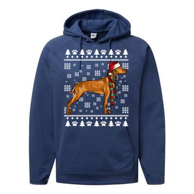 Vizsla Dog Santa Hat Xmas Ugly Christmas Gift Performance Fleece Hoodie