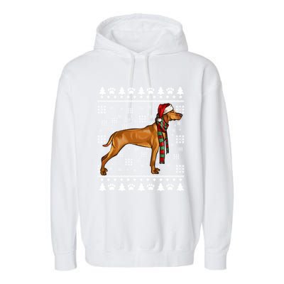 Vizsla Dog Santa Hat Xmas Ugly Christmas Gift Garment-Dyed Fleece Hoodie