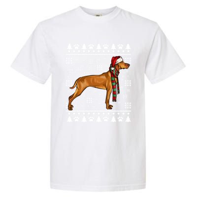 Vizsla Dog Santa Hat Xmas Ugly Christmas Gift Garment-Dyed Heavyweight T-Shirt