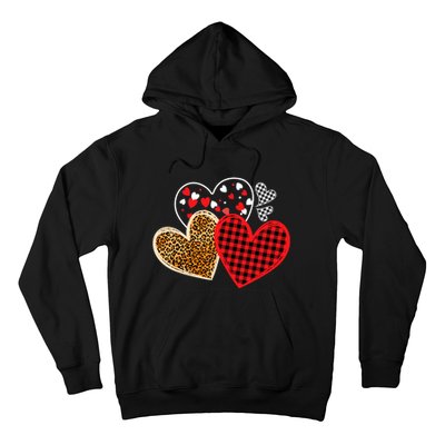 Valentines Day Shirts Hearts Love Leopard Red Plaid Hoodie