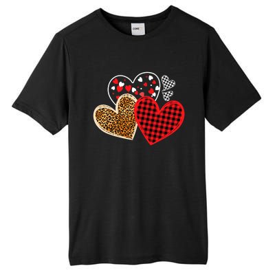 Valentines Day Shirts Hearts Love Leopard Red Plaid Tall Fusion ChromaSoft Performance T-Shirt