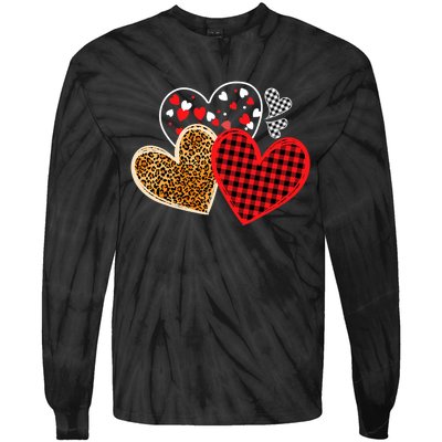 Valentines Day Shirts Hearts Love Leopard Red Plaid Tie-Dye Long Sleeve Shirt