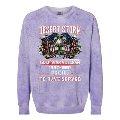 Veteran Desert Storm Veteran Proud For Fathers Day Colorblast Crewneck Sweatshirt