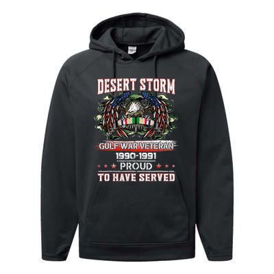 Veteran Desert Storm Veteran Proud For Fathers Day Performance Fleece Hoodie