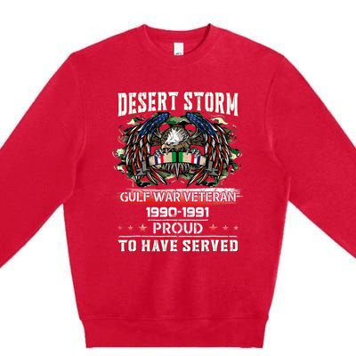 Veteran Desert Storm Veteran Proud For Fathers Day Premium Crewneck Sweatshirt