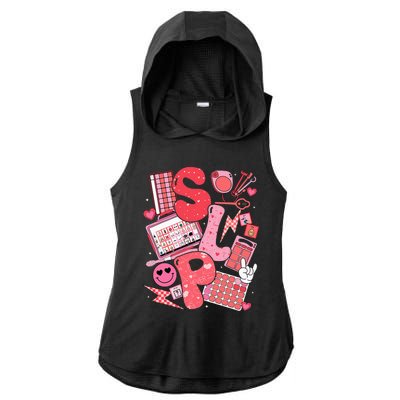 Valentines Day Speech Therapy Therapist Slpa Slp Ladies PosiCharge Tri-Blend Wicking Draft Hoodie Tank