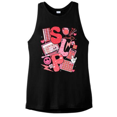 Valentines Day Speech Therapy Therapist Slpa Slp Ladies PosiCharge Tri-Blend Wicking Tank