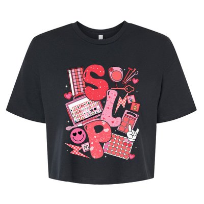 Valentines Day Speech Therapy Therapist Slpa Slp Bella+Canvas Jersey Crop Tee