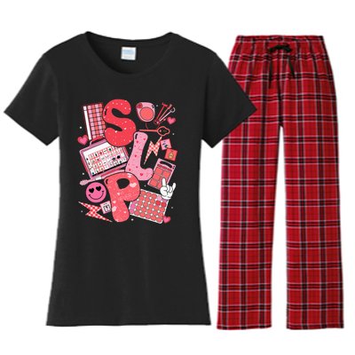 Valentines Day Speech Therapy Therapist Slpa Slp Women's Flannel Pajama Set