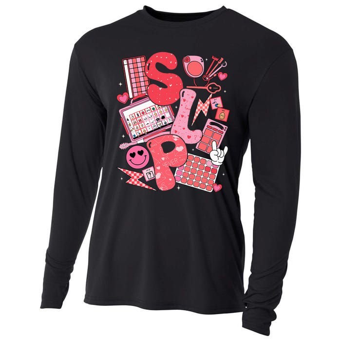 Valentines Day Speech Therapy Therapist Slpa Slp Cooling Performance Long Sleeve Crew