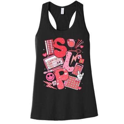 Valentines Day Speech Therapy Therapist Slpa Slp Women's Racerback Tank