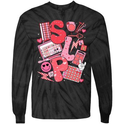 Valentines Day Speech Therapy Therapist Slpa Slp Tie-Dye Long Sleeve Shirt