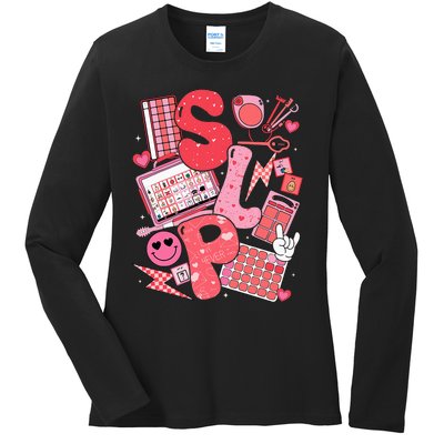 Valentines Day Speech Therapy Therapist Slpa Slp Ladies Long Sleeve Shirt