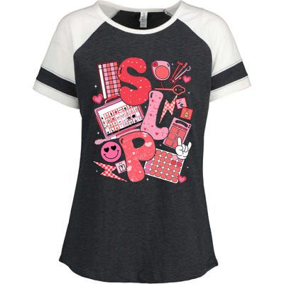 Valentines Day Speech Therapy Therapist Slpa Slp Enza Ladies Jersey Colorblock Tee