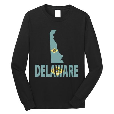 Vintage Delaware State I Love Delaware Home State Long Sleeve Shirt