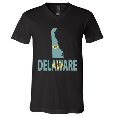 Vintage Delaware State I Love Delaware Home State V-Neck T-Shirt