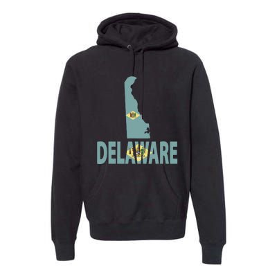 Vintage Delaware State I Love Delaware Home State Premium Hoodie