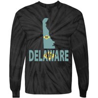 Vintage Delaware State I Love Delaware Home State Tie-Dye Long Sleeve Shirt