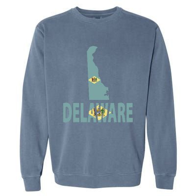 Vintage Delaware State I Love Delaware Home State Garment-Dyed Sweatshirt