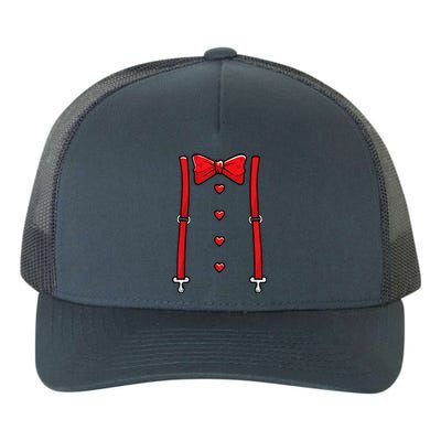 Valentines Day Suspenders And Hearts Bow Tie Yupoong Adult 5-Panel Trucker Hat