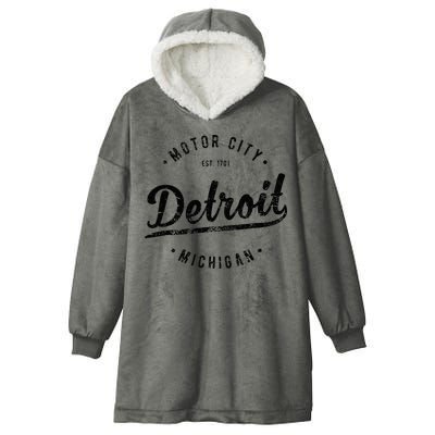 Vintage Detroit Souvenir Motor City Simple Detroit Hooded Wearable Blanket