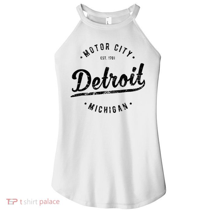 Vintage Detroit Souvenir Motor City Simple Detroit Women's Perfect Tri Rocker Tank