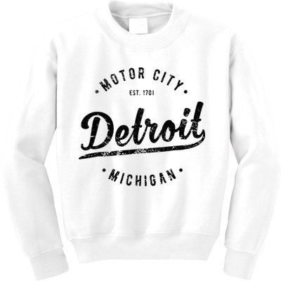Vintage Detroit Souvenir Motor City Simple Detroit Kids Sweatshirt