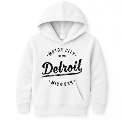 Vintage Detroit Souvenir Motor City Simple Detroit Kids Hoodie