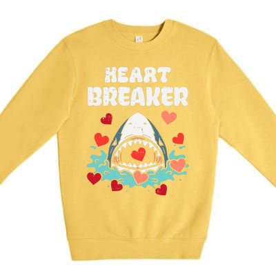 Valentines Day Shark Heartbreaker Funny Boy Premium Crewneck Sweatshirt