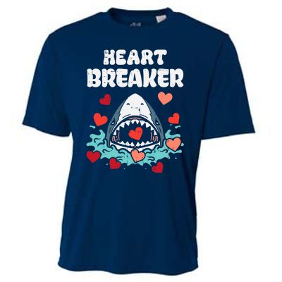 Valentines Day Shark Heartbreaker Funny Boy Cooling Performance Crew T-Shirt