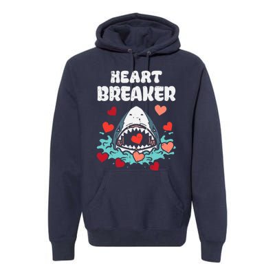 Valentines Day Shark Heartbreaker Funny Boy Premium Hoodie