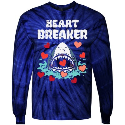 Valentines Day Shark Heartbreaker Funny Boy Tie-Dye Long Sleeve Shirt