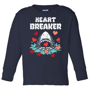 Valentines Day Shark Heartbreaker Funny Boy Toddler Long Sleeve Shirt