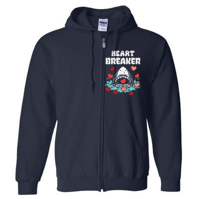 Valentines Day Shark Heartbreaker Funny Boy Full Zip Hoodie