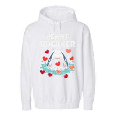 Valentines Day Shark Heartbreaker Funny Boy Garment-Dyed Fleece Hoodie